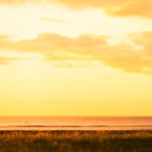 Mann alleine im Sonnenuntergang